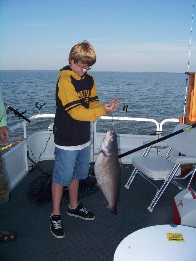 Tylers first fish of the day and the biggest to date!  9-27-08