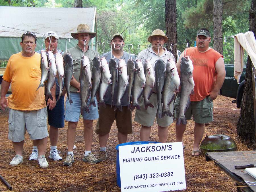 TEDDY, AARON, WAYNE, MARK, SCOTT, AND FREDDIE G. RAN FROM TWO THUNDERSTORMS AND STILL MANAGED TO BOAT 15 FISH ON DAY ONE!  6-20-08