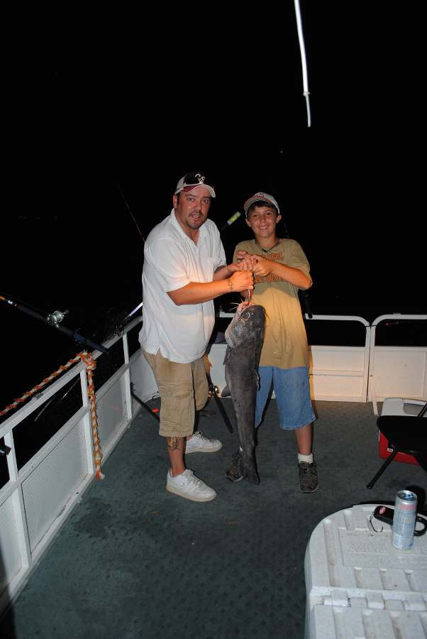 JJ AND JOSHUA WITH THE BIGGEST OF 19 FISH FOR THE NIGHT AT 26LBS.  6-16-10 